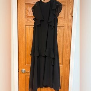 Topshop Black Ruffle Maxi Dress